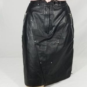 Vintage Harley-Davidson black leather zip skirt